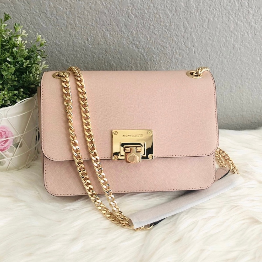 Michael Kors Tina Medium Flap Leather Chain Crossbody